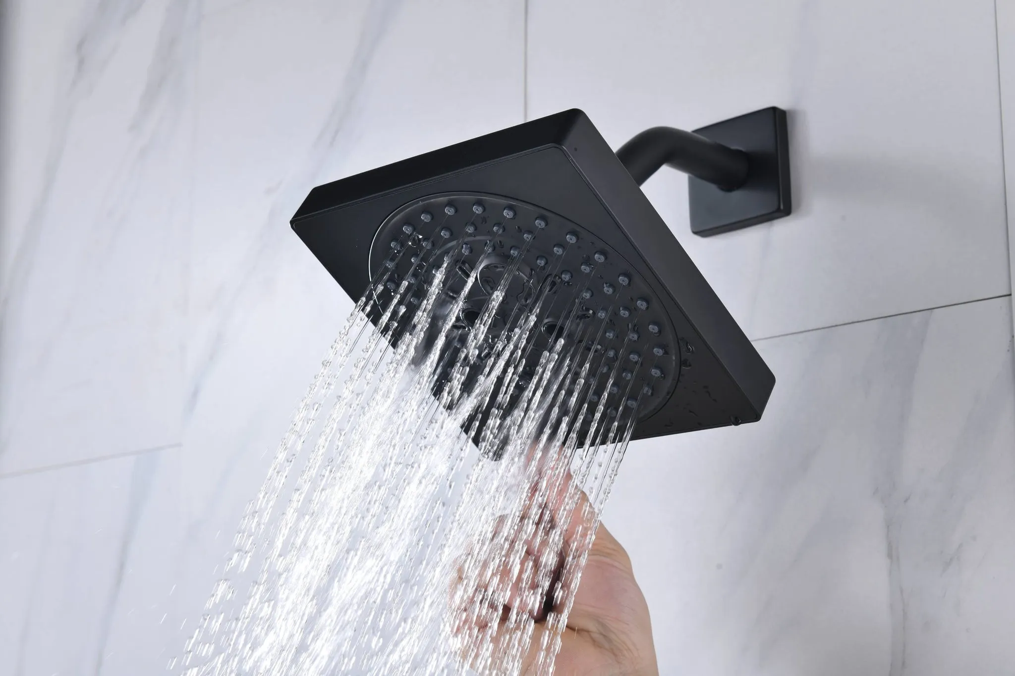 12-inch or 16-inch Wall Mount Matte Black Rain Shower Head with Thermostatic Faucet and Tub Spout - Immerse in a Blissful Shower Experience