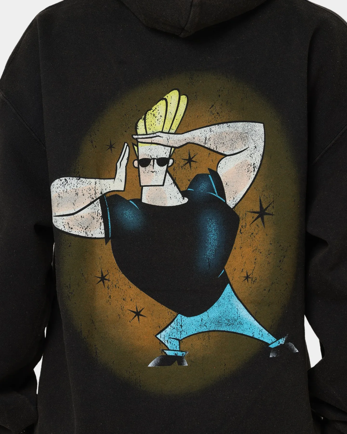 American Thrift X Johnny Bravo Johnny Bravo Vintage Hoodie Black Wash