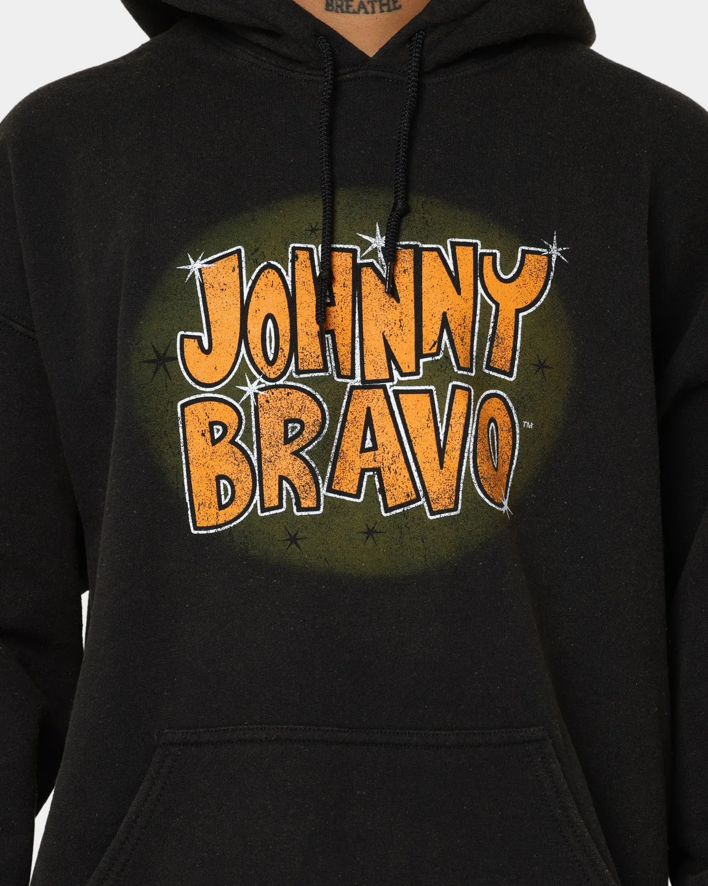 American Thrift X Johnny Bravo Johnny Bravo Vintage Hoodie Black Wash