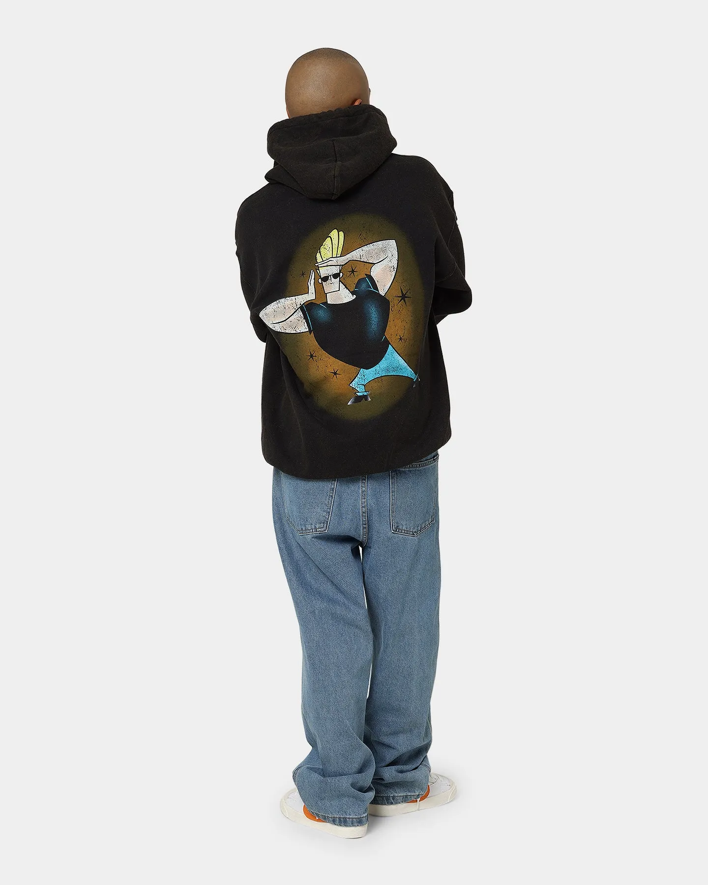 American Thrift X Johnny Bravo Johnny Bravo Vintage Hoodie Black Wash