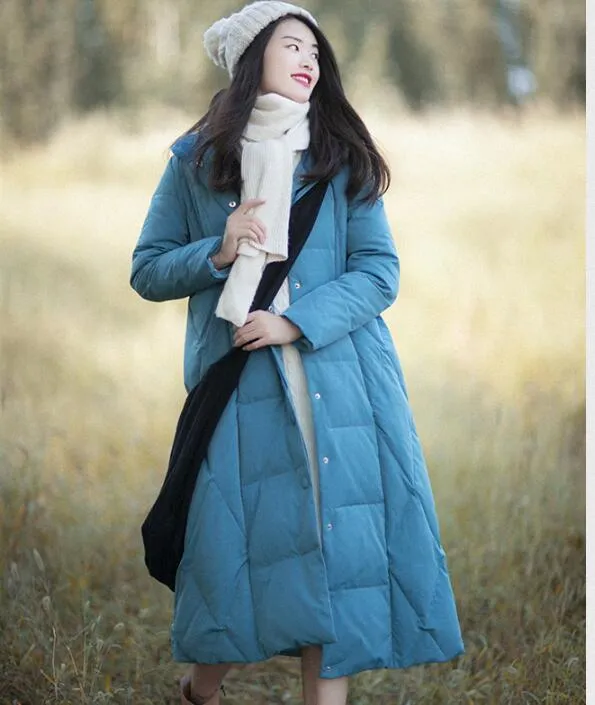 Casual Winter Women Coat Long Hooded Large Pocket Down Jacket