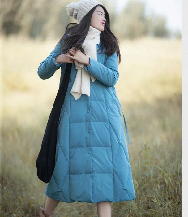 Casual Winter Women Coat Long Hooded Large Pocket Down Jacket