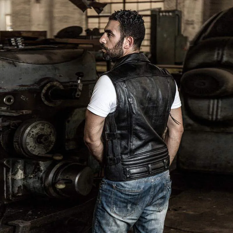 CLEARANCE / Rock Style Men Cowhide Vest / Biker Vest - US