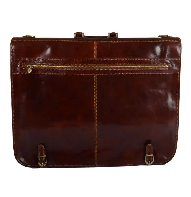 Delamore Brown Leather Premium Suit Carrier