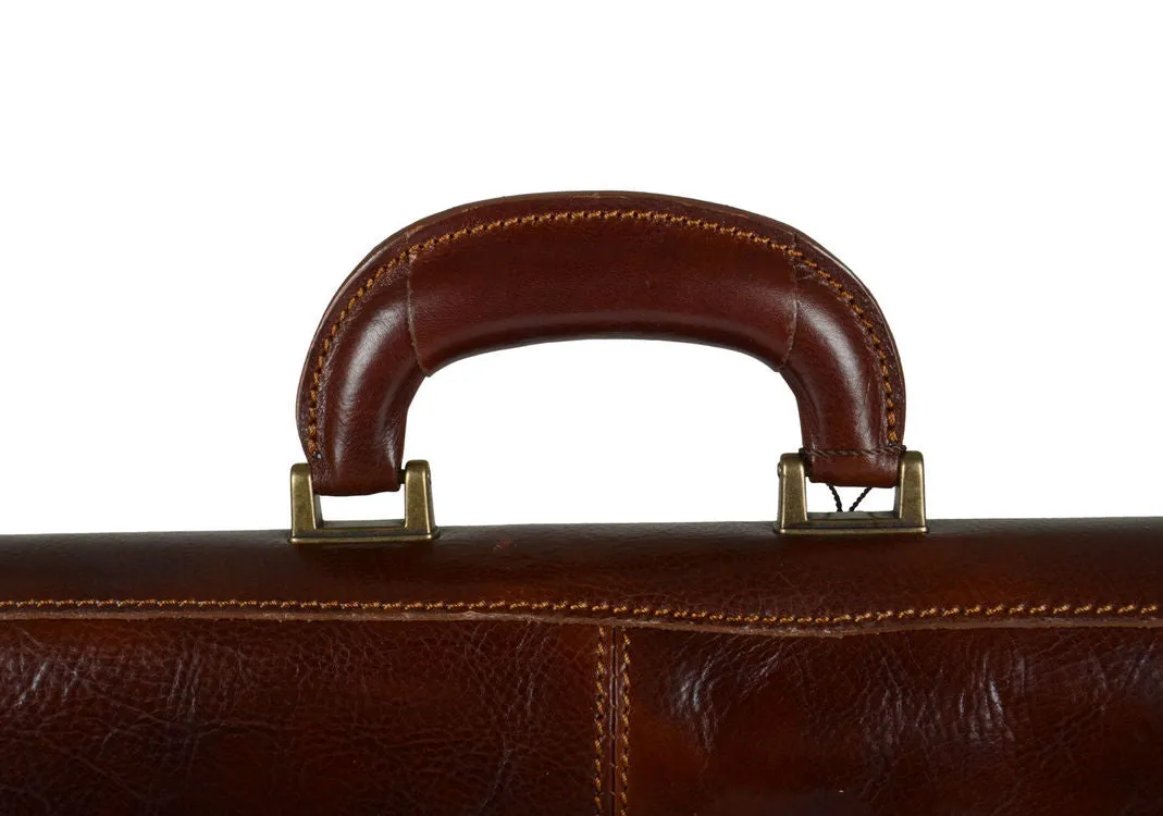 Delamore Brown Leather Premium Suit Carrier