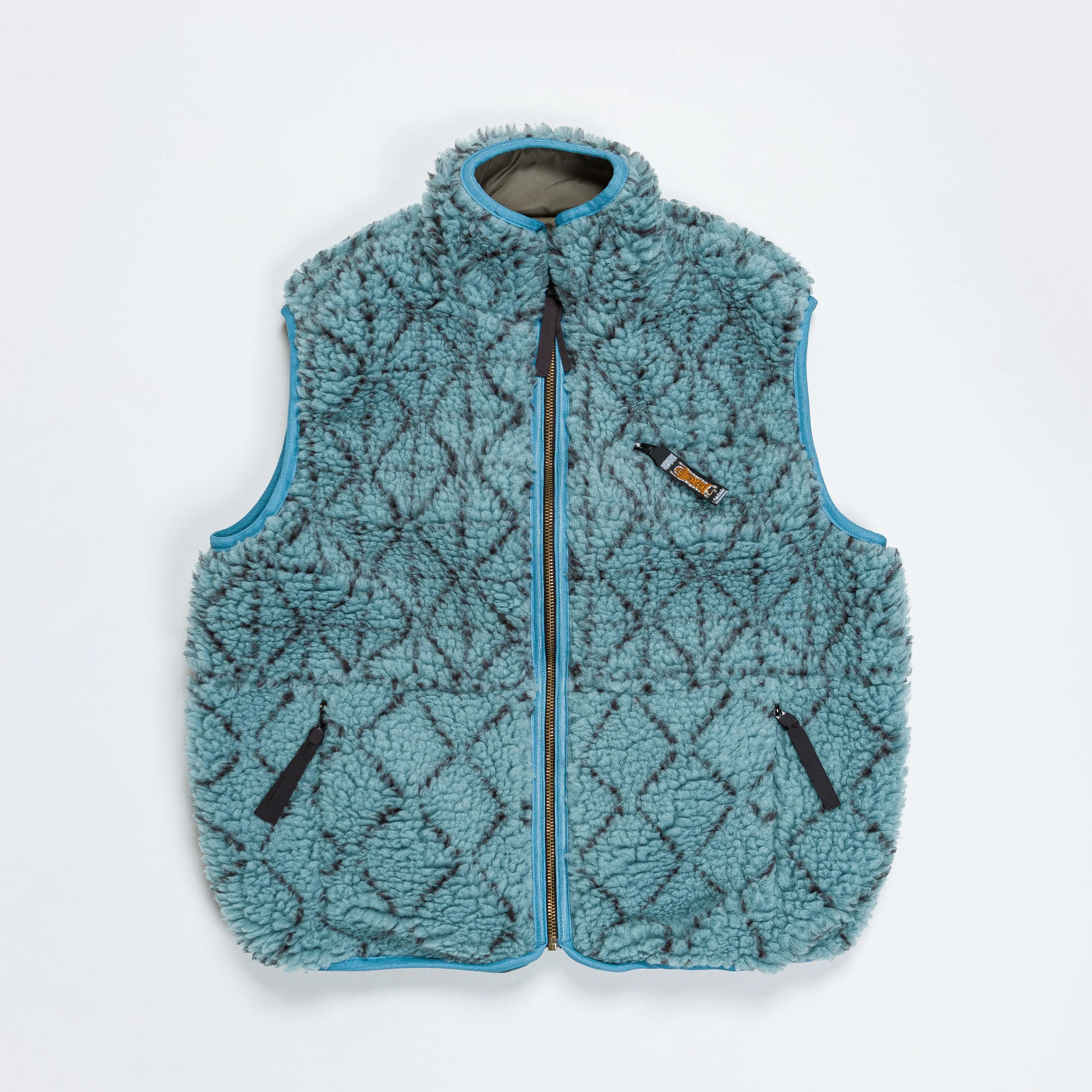 DO-GI SASHIKO Boa Fleece Reversible Vest - Blue