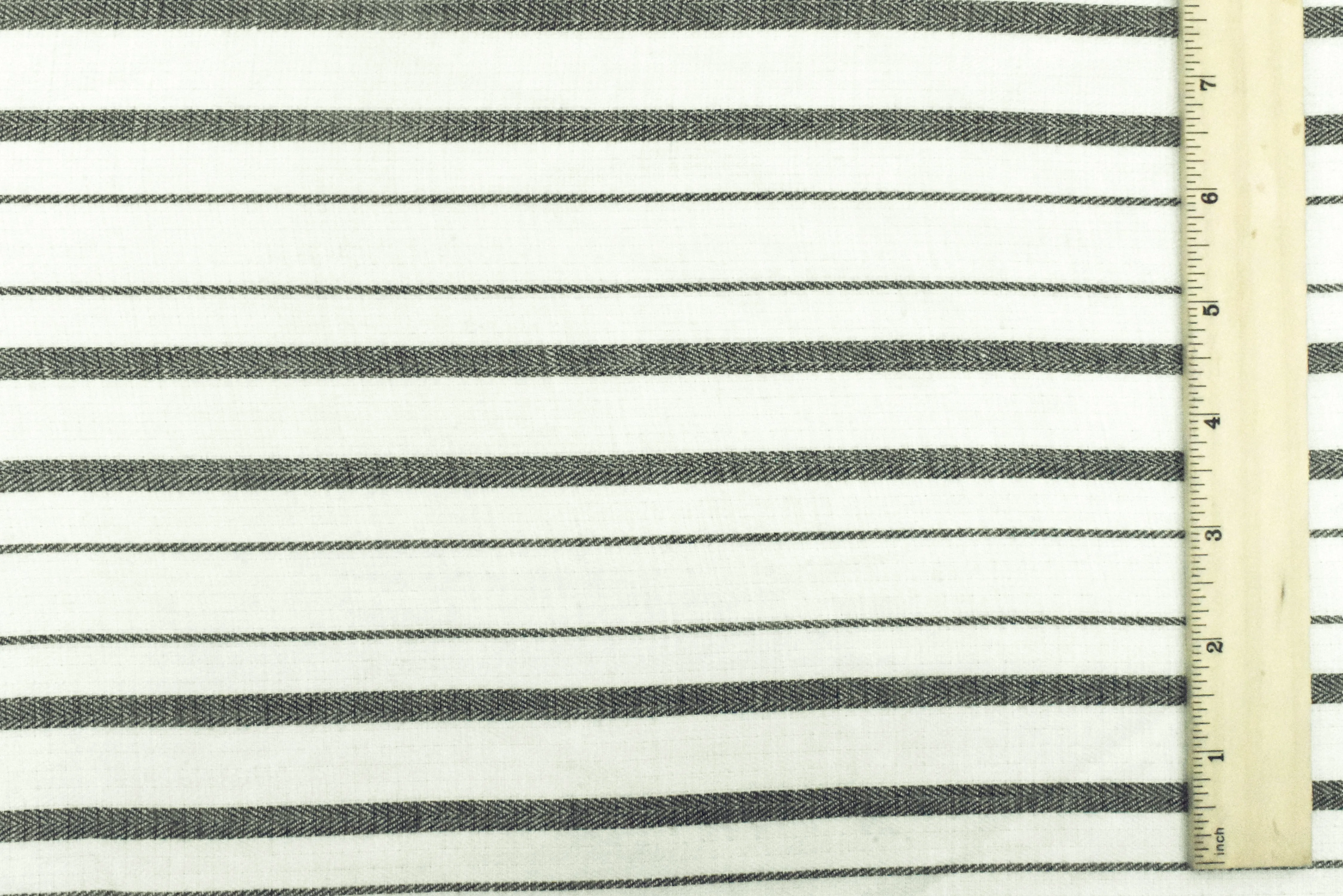 Faded Black-Ivory Double Woven Striped Fabric