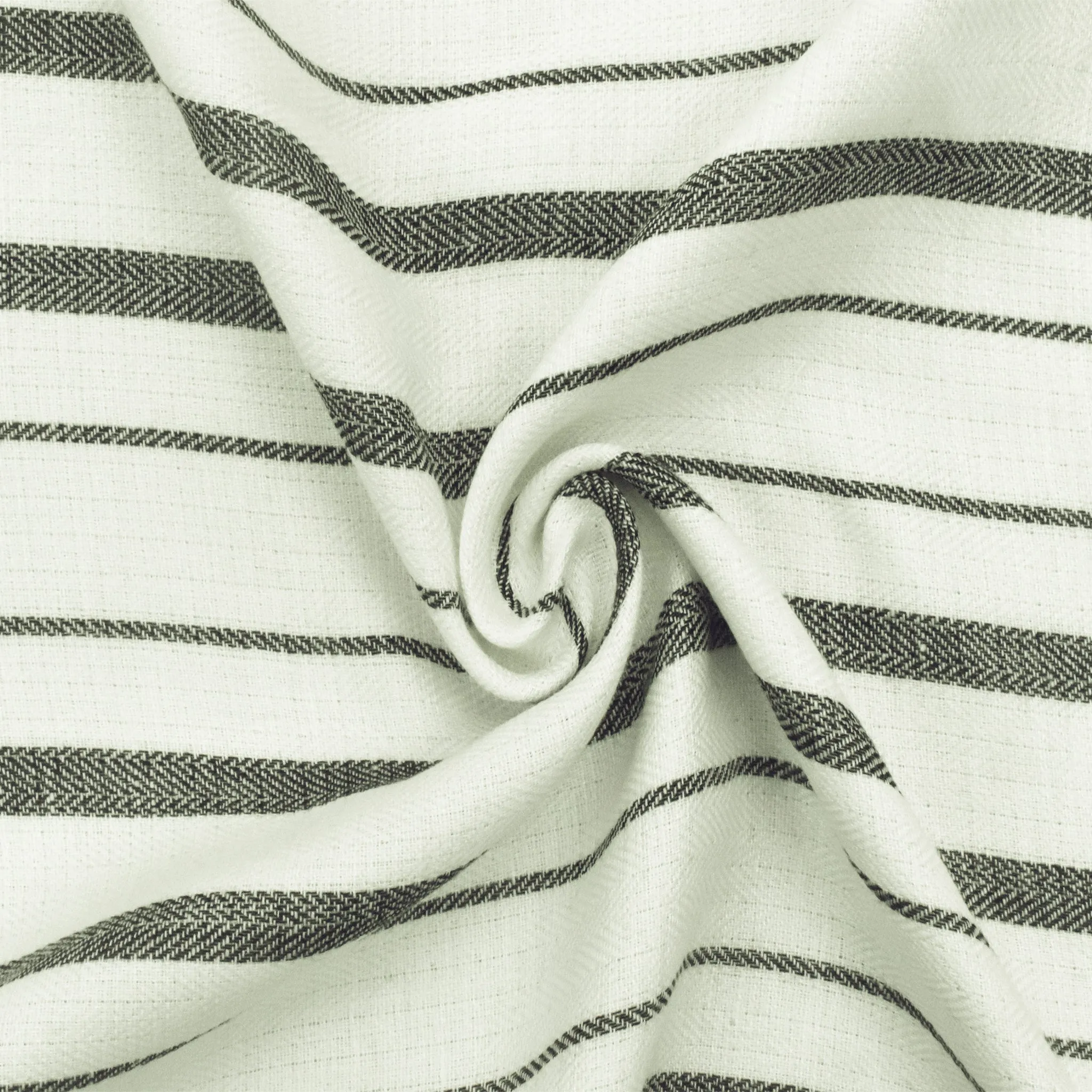 Faded Black-Ivory Double Woven Striped Fabric