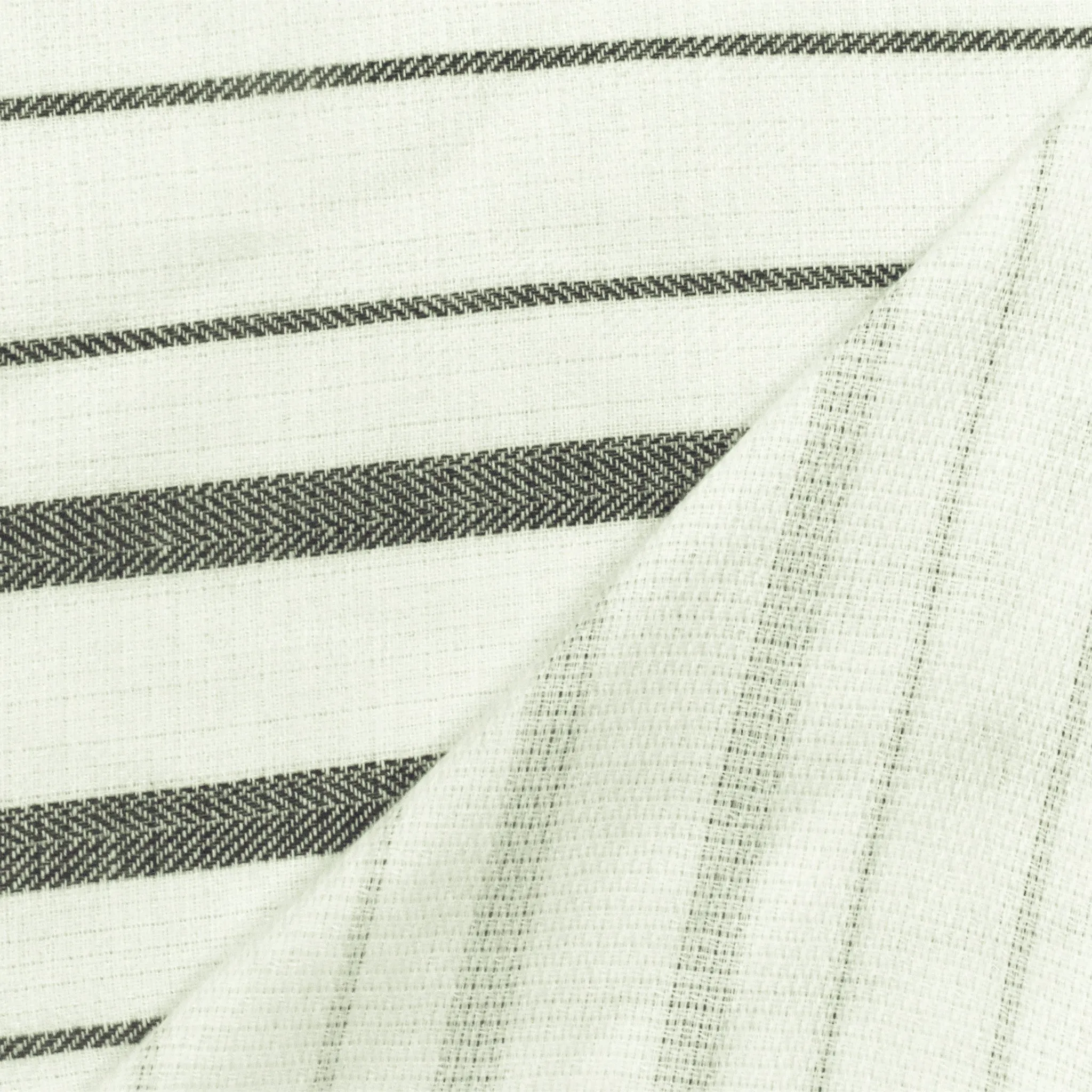 Faded Black-Ivory Double Woven Striped Fabric