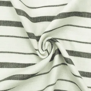 Faded Black-Ivory Double Woven Striped Fabric