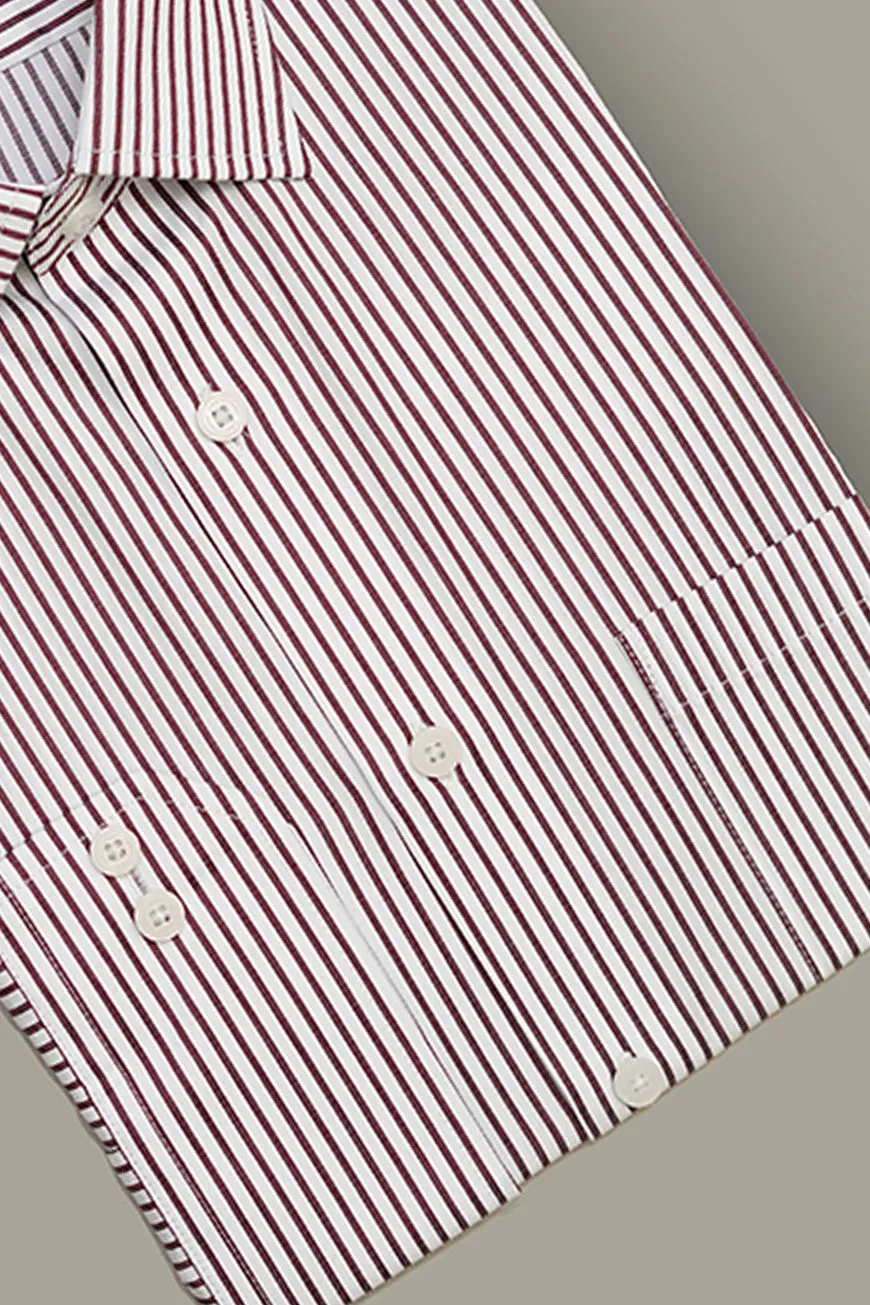 Formal Shirt - Supernova Brown & White Stripes