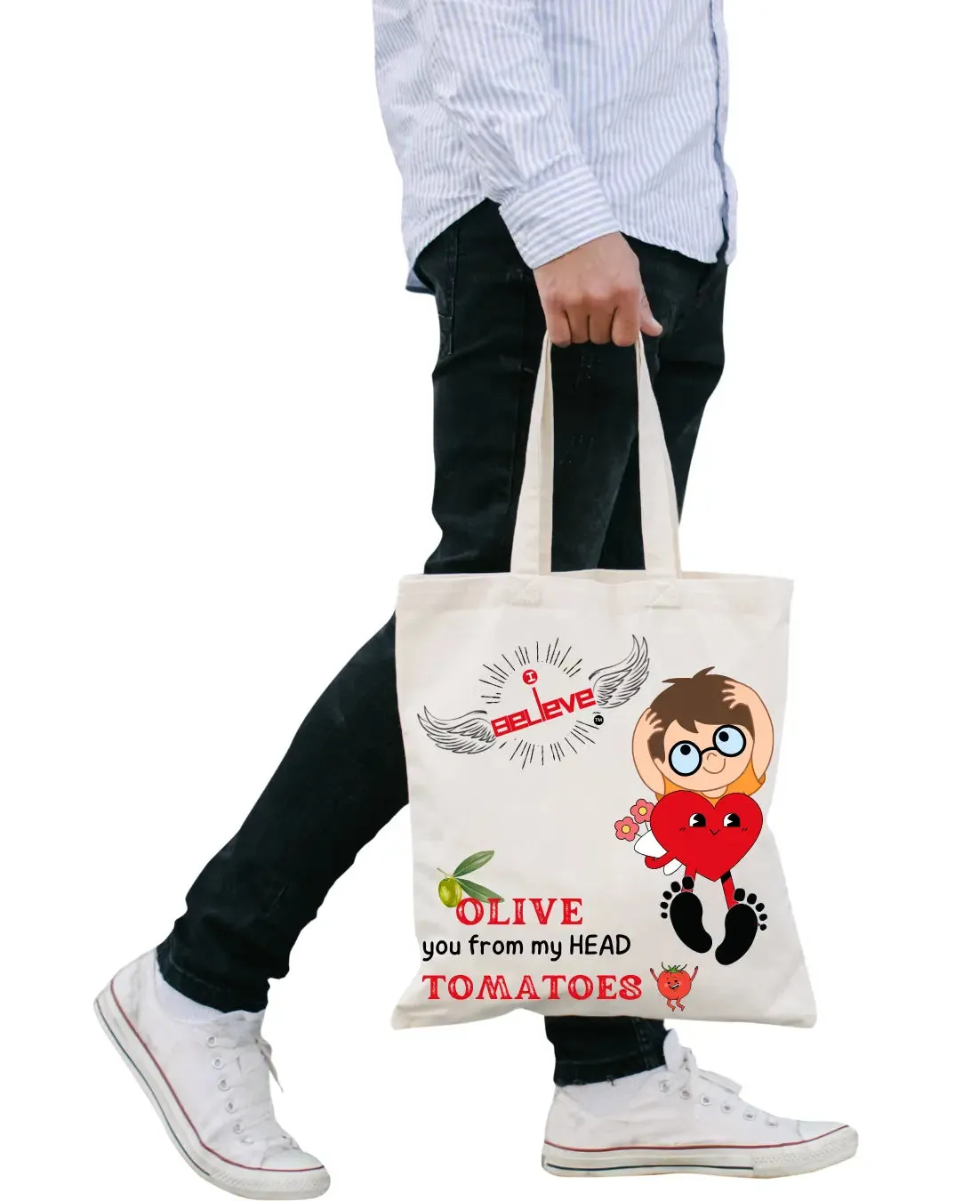 I Believe in OLIVE TOMATOES  Daily Thaila -  Canvas Reusable Bags