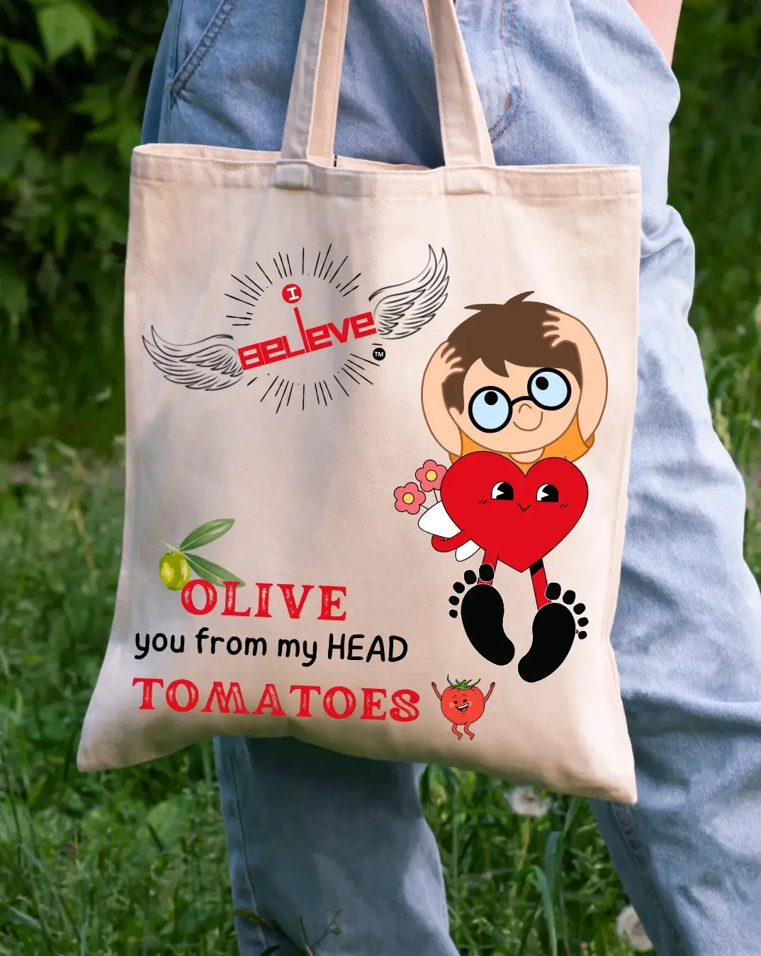 I Believe in OLIVE TOMATOES  Daily Thaila -  Canvas Reusable Bags