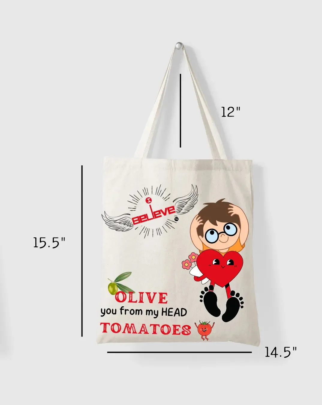 I Believe in OLIVE TOMATOES  Daily Thaila -  Canvas Reusable Bags