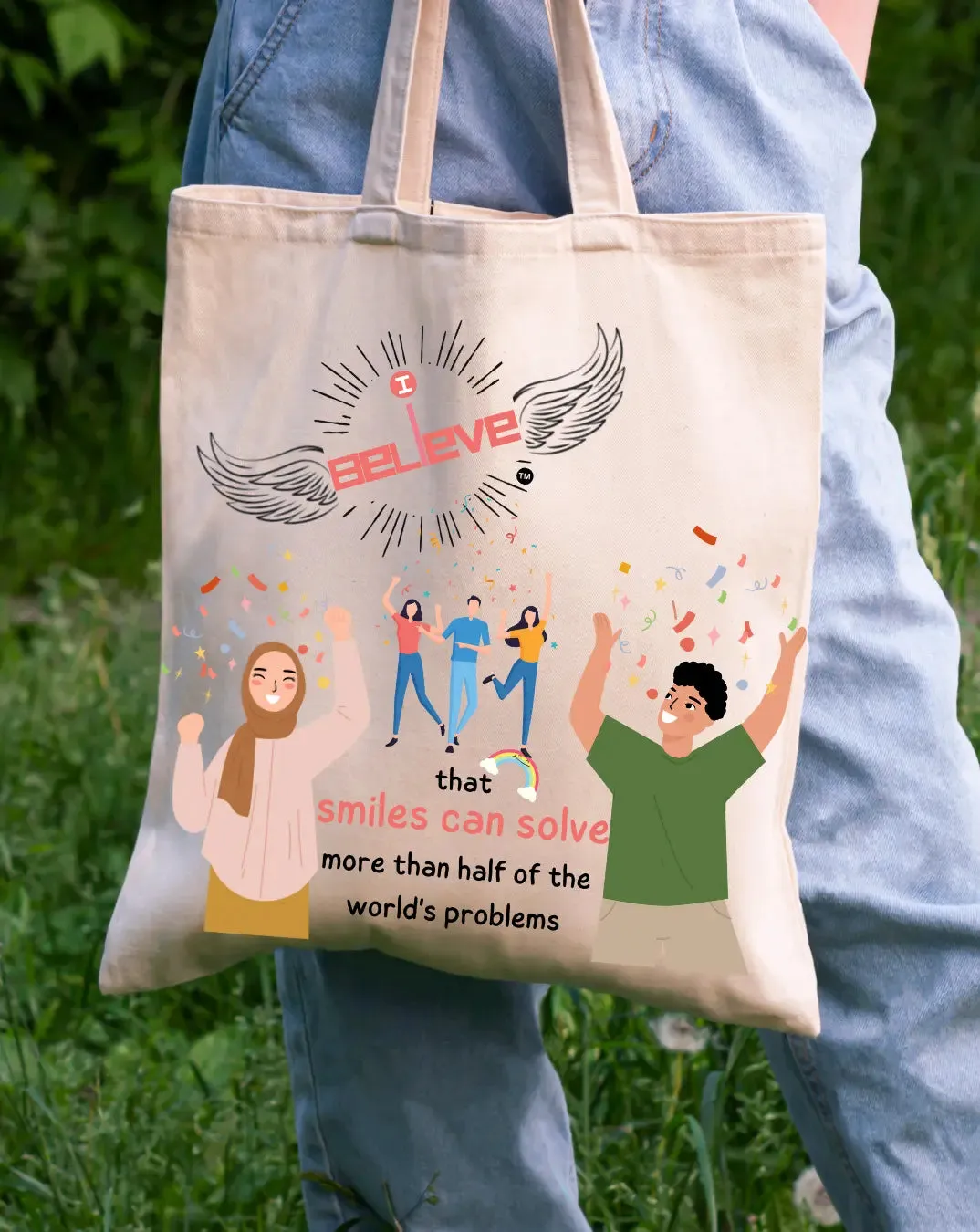 I Believe in Smiles Daily Thaila -  Canvas Reusable Bags