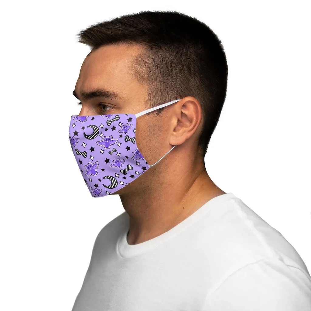 Magical kawaii spooky bats purple Snug-Fit Polyester Face Mask