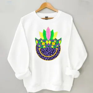 Mardi Gras Sweatshirt Smiley Face