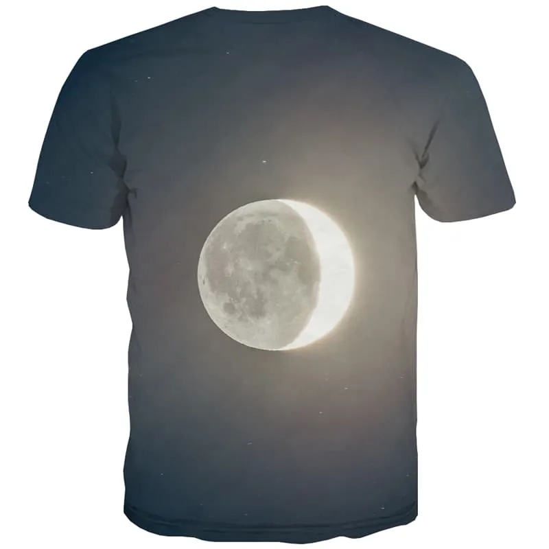 Moon T shirts Men Galaxy Tshirts Casual Space T-shirts Graphic Harajuku Tshirt Printed