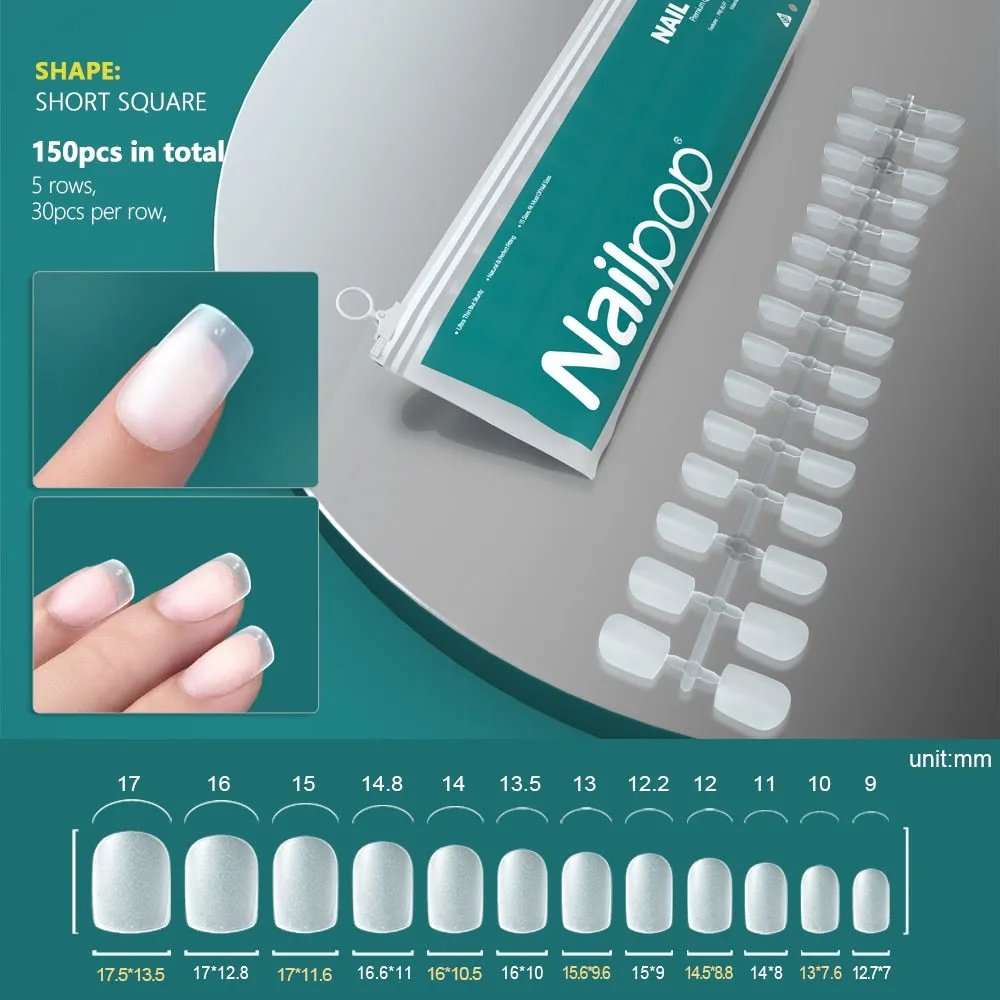 NAILPOP 120pcs False Nails Acrylic Press on Artificial Nails Clear Tips for Manicure Extension