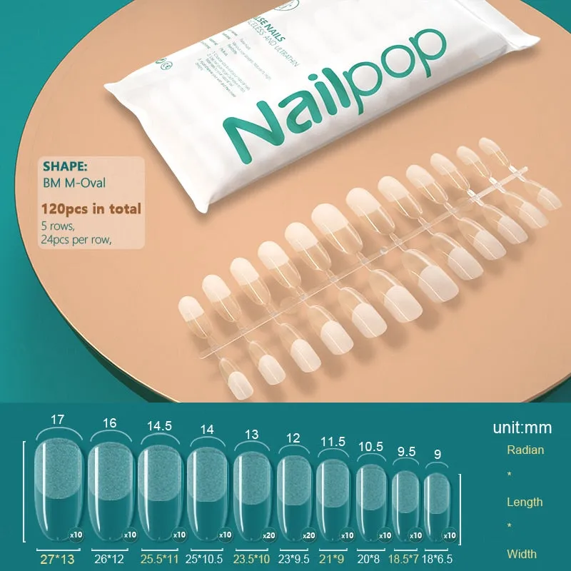 NAILPOP 120pcs False Nails Acrylic Press on Artificial Nails Clear Tips for Manicure Extension