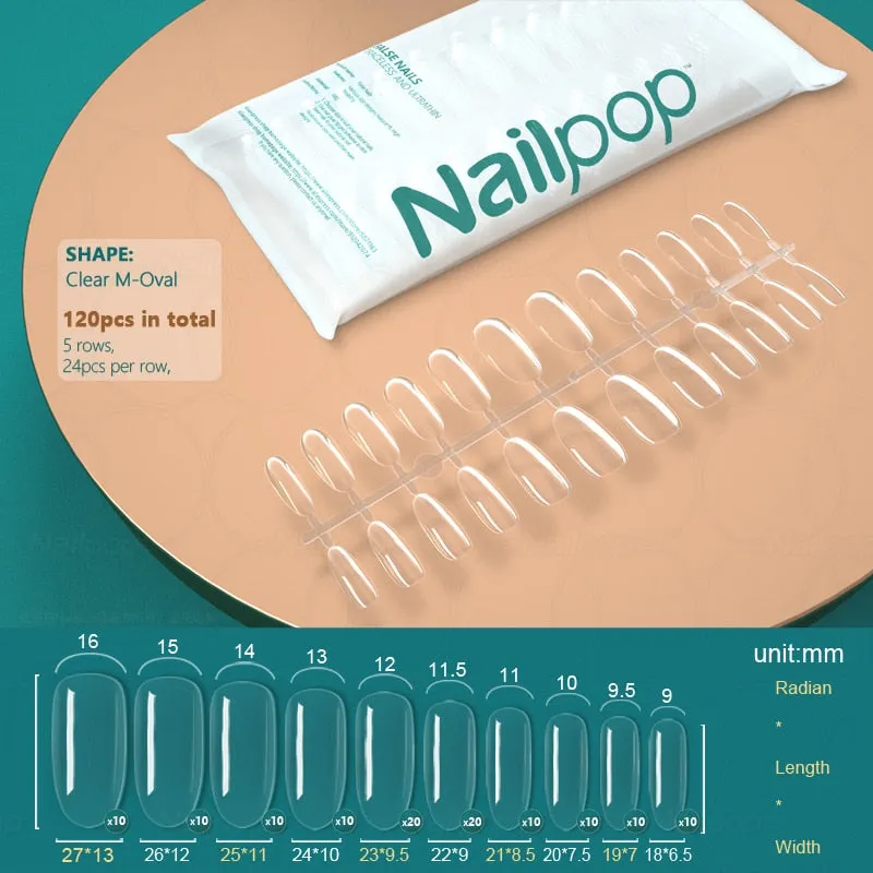 NAILPOP 120pcs False Nails Acrylic Press on Artificial Nails Clear Tips for Manicure Extension