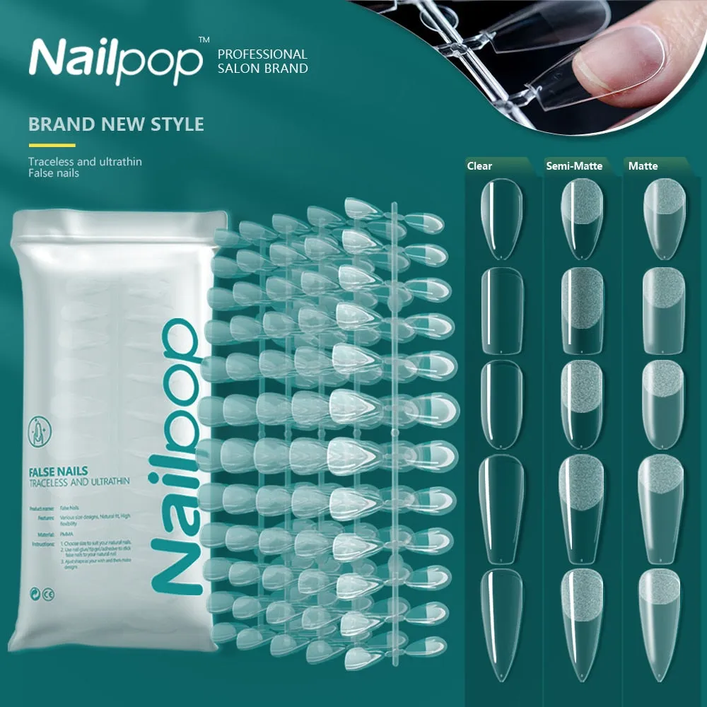 NAILPOP 120pcs False Nails Acrylic Press on Artificial Nails Clear Tips for Manicure Extension