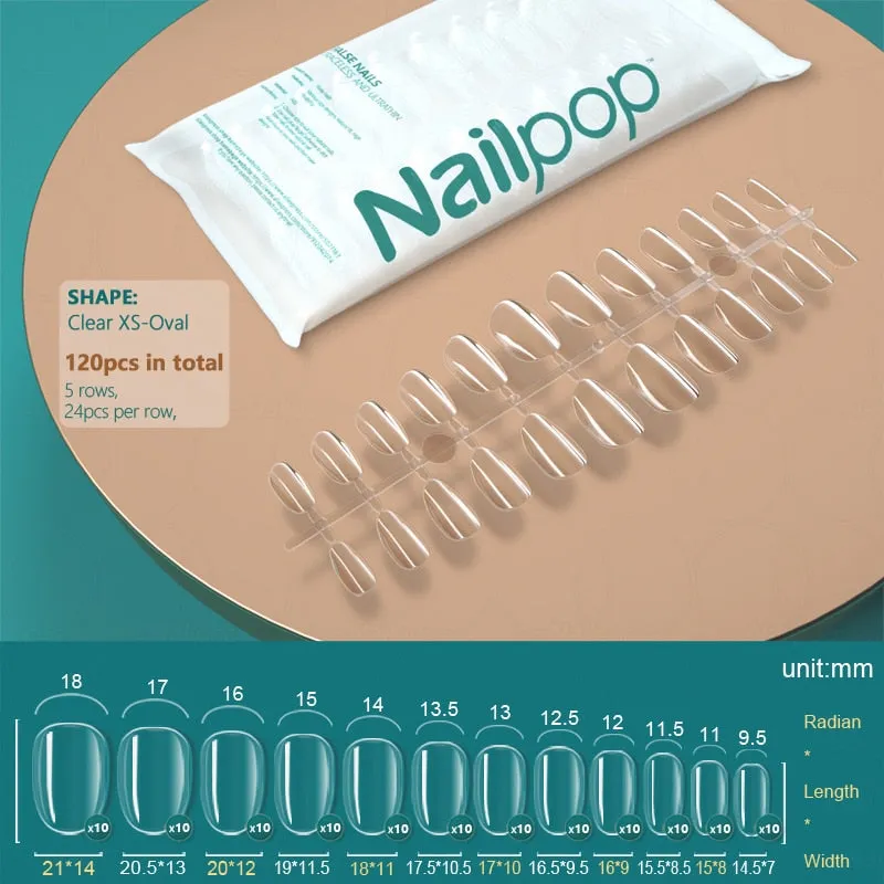 NAILPOP 120pcs False Nails Acrylic Press on Artificial Nails Clear Tips for Manicure Extension