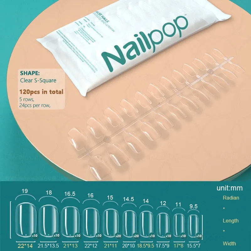 NAILPOP 120pcs False Nails Acrylic Press on Artificial Nails Clear Tips for Manicure Extension