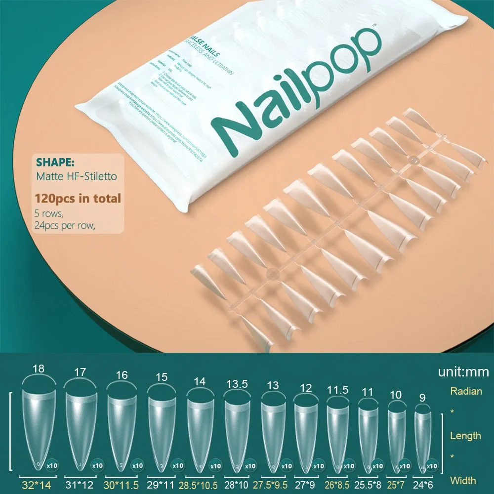 NAILPOP 120pcs False Nails Acrylic Press on Artificial Nails Clear Tips for Manicure Extension