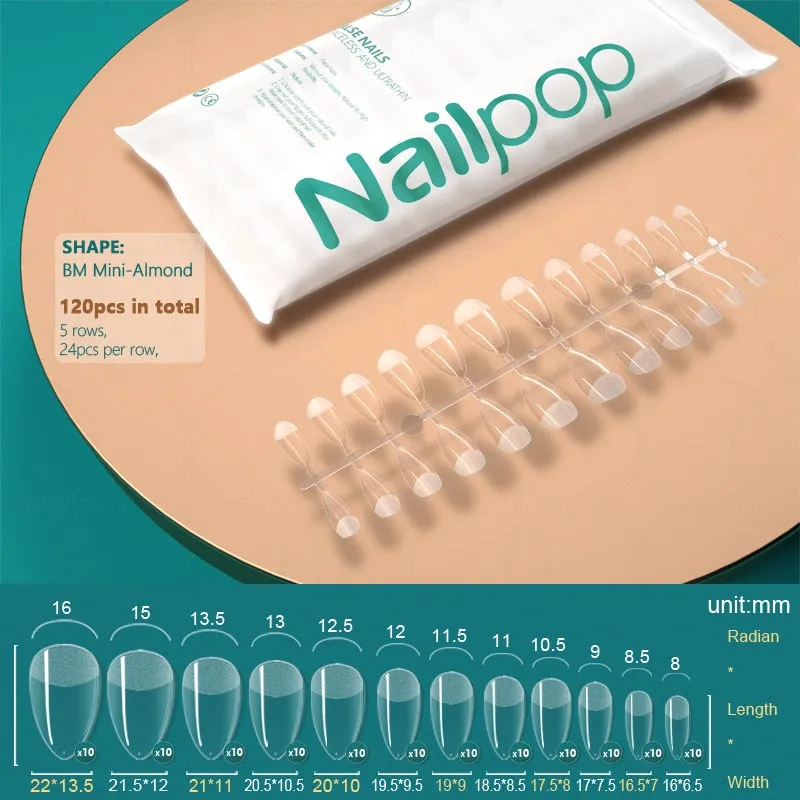 NAILPOP 120pcs False Nails Acrylic Press on Artificial Nails Clear Tips for Manicure Extension