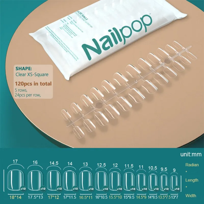 NAILPOP 120pcs False Nails Acrylic Press on Artificial Nails Clear Tips for Manicure Extension