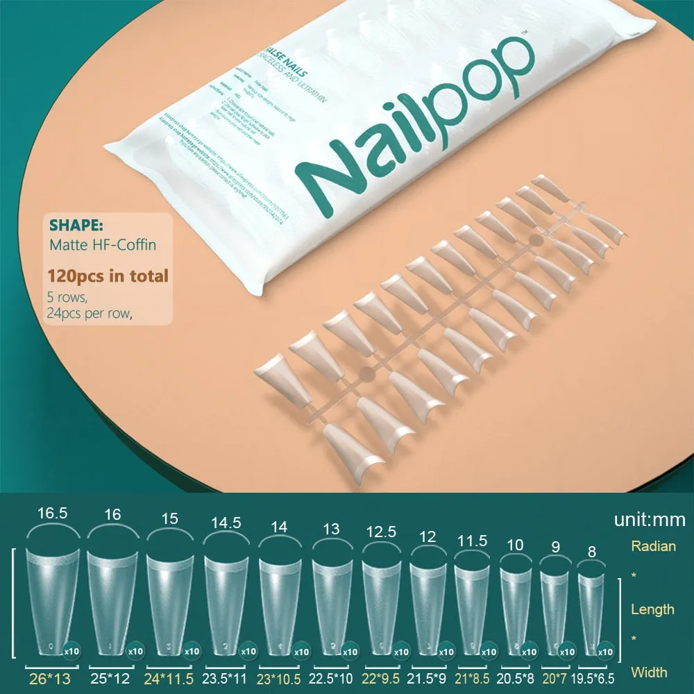 NAILPOP 120pcs False Nails Acrylic Press on Artificial Nails Clear Tips for Manicure Extension