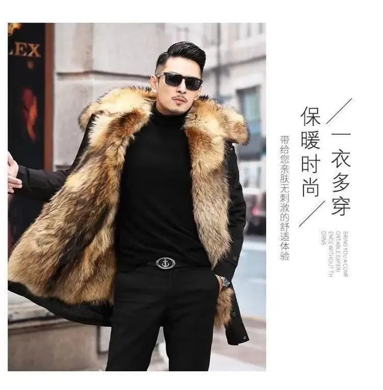 New imitation fox fur grass oversized plush men's coat, autumn and winter