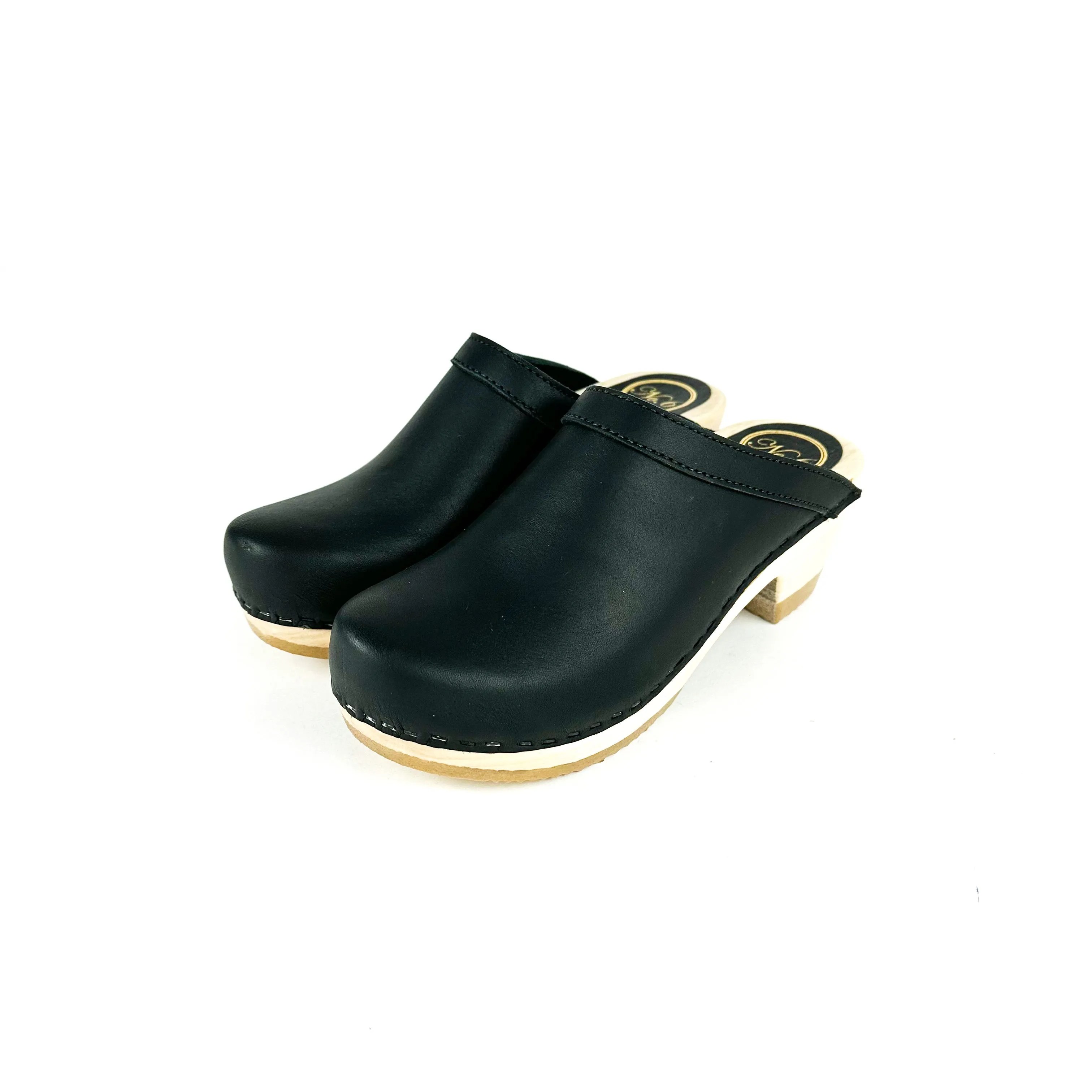 No. 6 - Old School Clog on Mid Heel (Black)