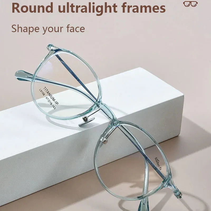 Pure Titanium Ultralight Retro Round Photochromic Progressive Reading Glasses Prescription Eyeglasses