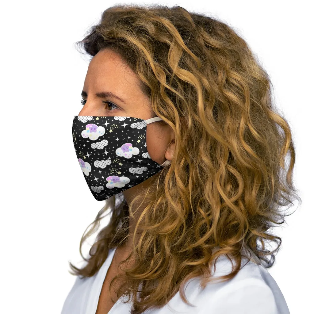 Shooting Star Clouds Black Snug-Fit Polyester Face Mask