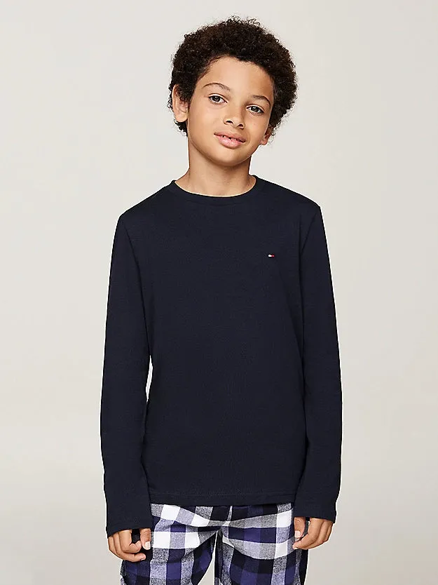 Tommy Hilfiger Boys 2 Pack Long Sleeve T-Shirts - Desert Sky/White