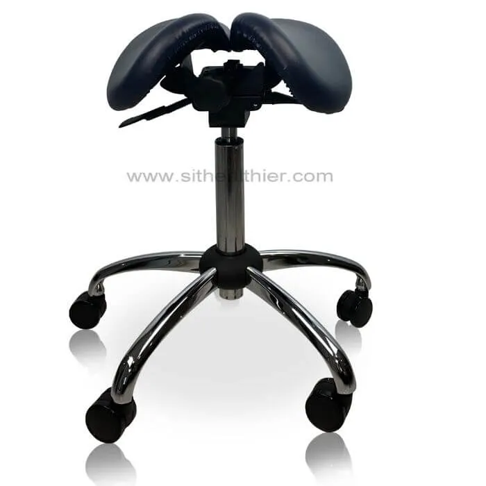 USA Patented Twin Tiltable Saddle Stool with Adjustable Seat Width and Center Gap [GENUINE LEATHER]