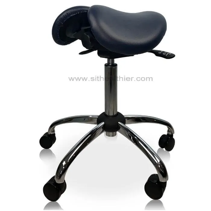 USA Patented Twin Tiltable Saddle Stool with Adjustable Seat Width and Center Gap [GENUINE LEATHER]