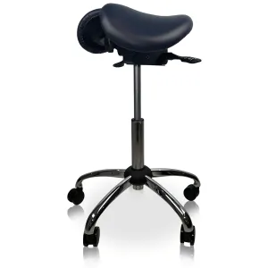 USA Patented Twin Tiltable Saddle Stool with Adjustable Seat Width and Center Gap [GENUINE LEATHER]