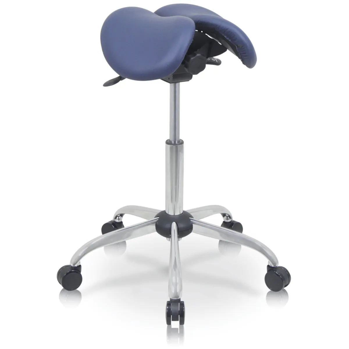 USA Patented Twin Tiltable Saddle Stool with Adjustable Seat Width and Center Gap [GENUINE LEATHER]