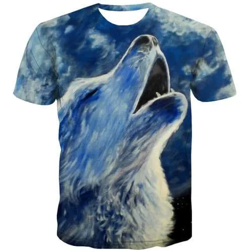 Wolf T shirts Men Animal T-shirts 3d Sky T-shirts Graphic Gothic Tshirts Novelty Short Sleeve Fashion Men/women Tops Slim Sport