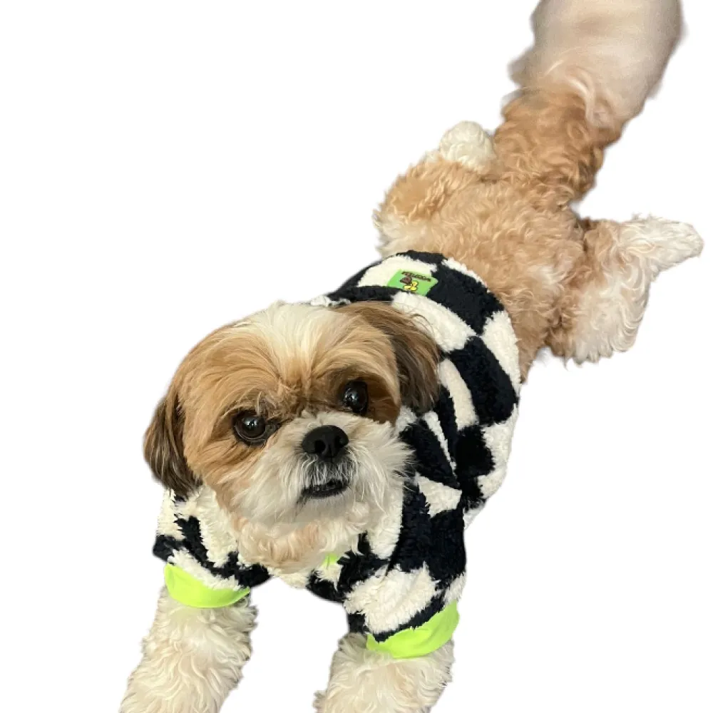 Woofiezz Soft & Cosy Checked Winter Sweater for Dogs and Cats (Green)