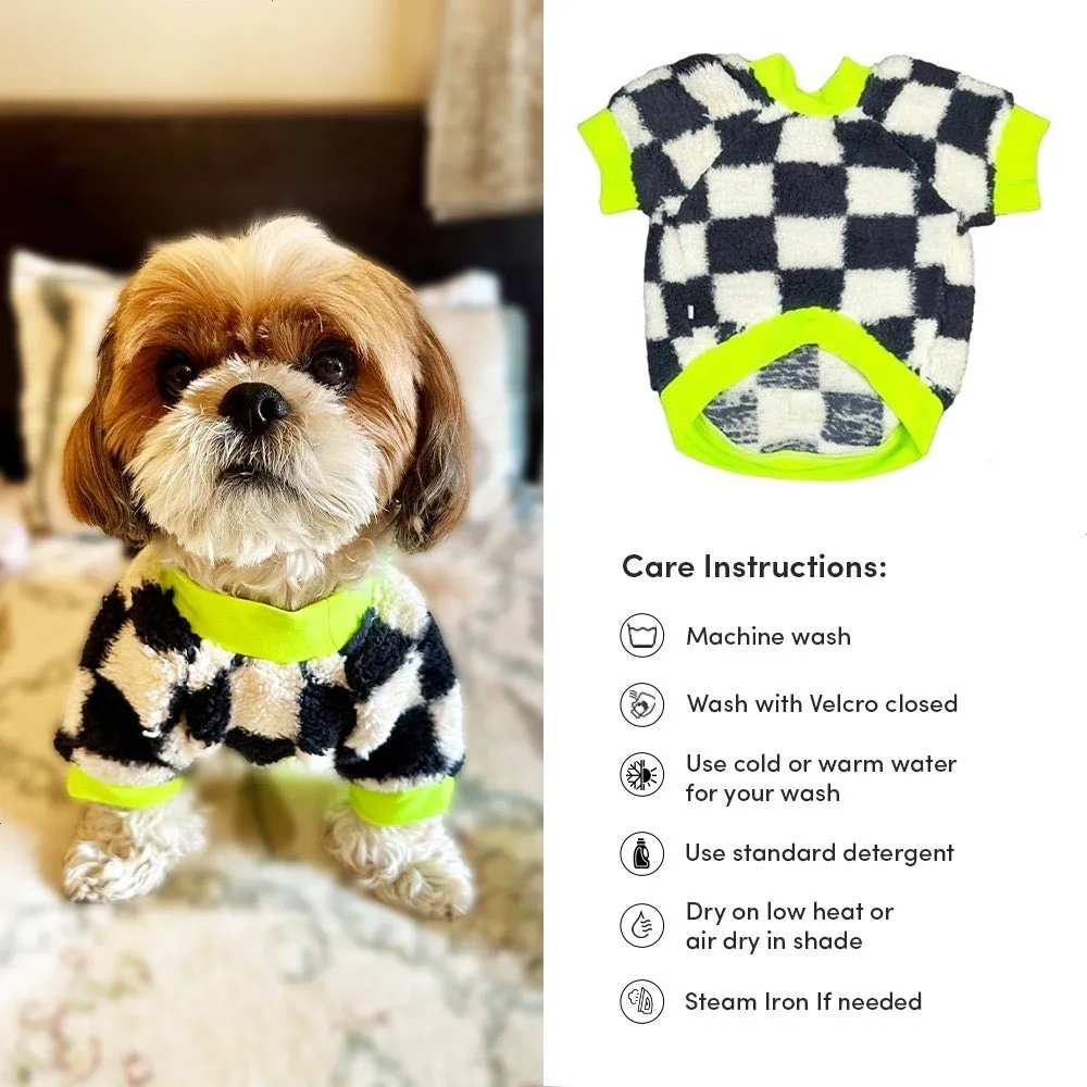 Woofiezz Soft & Cosy Checked Winter Sweater for Dogs and Cats (Green)