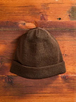 Wool Knit Watch Cap in Brown